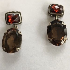 Lori Bonn Smokey Topaz Red Garnet earrings 💖